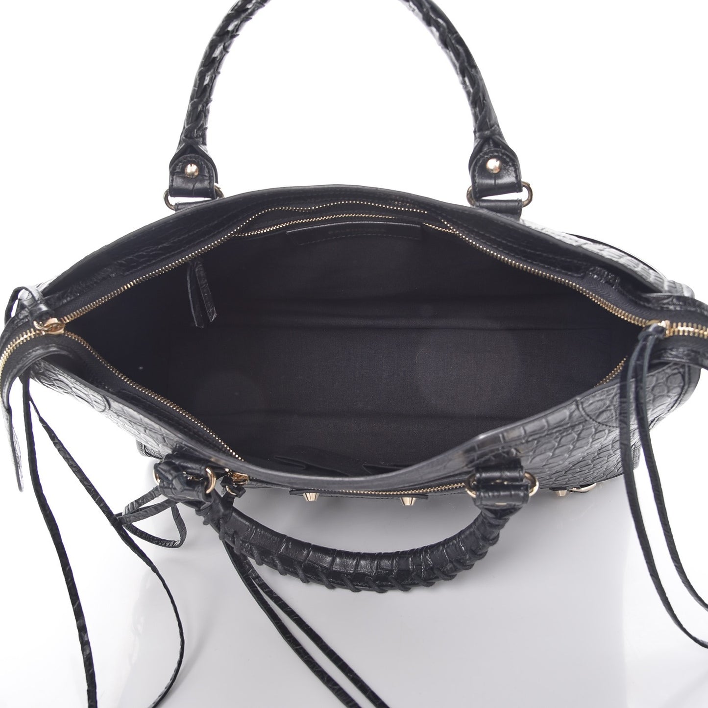 Calfskin Crocodile Embossed Classic Hardware City Black