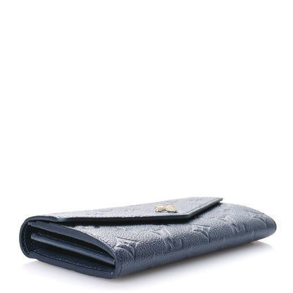 Louis Vuitton Metallic Empreinte Monogram Crystal Flower Sarah Wallet Navy Blue 4 of 6