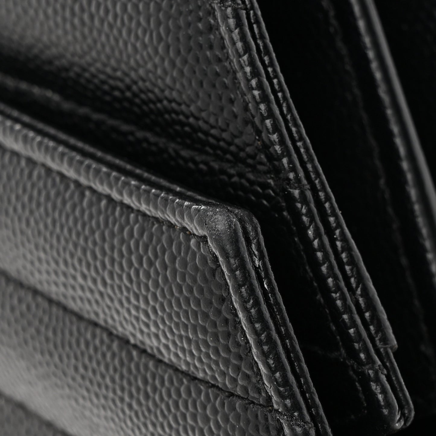 Grain De Poudre Matelasse Chevron Monogram Chain Wallet Black
