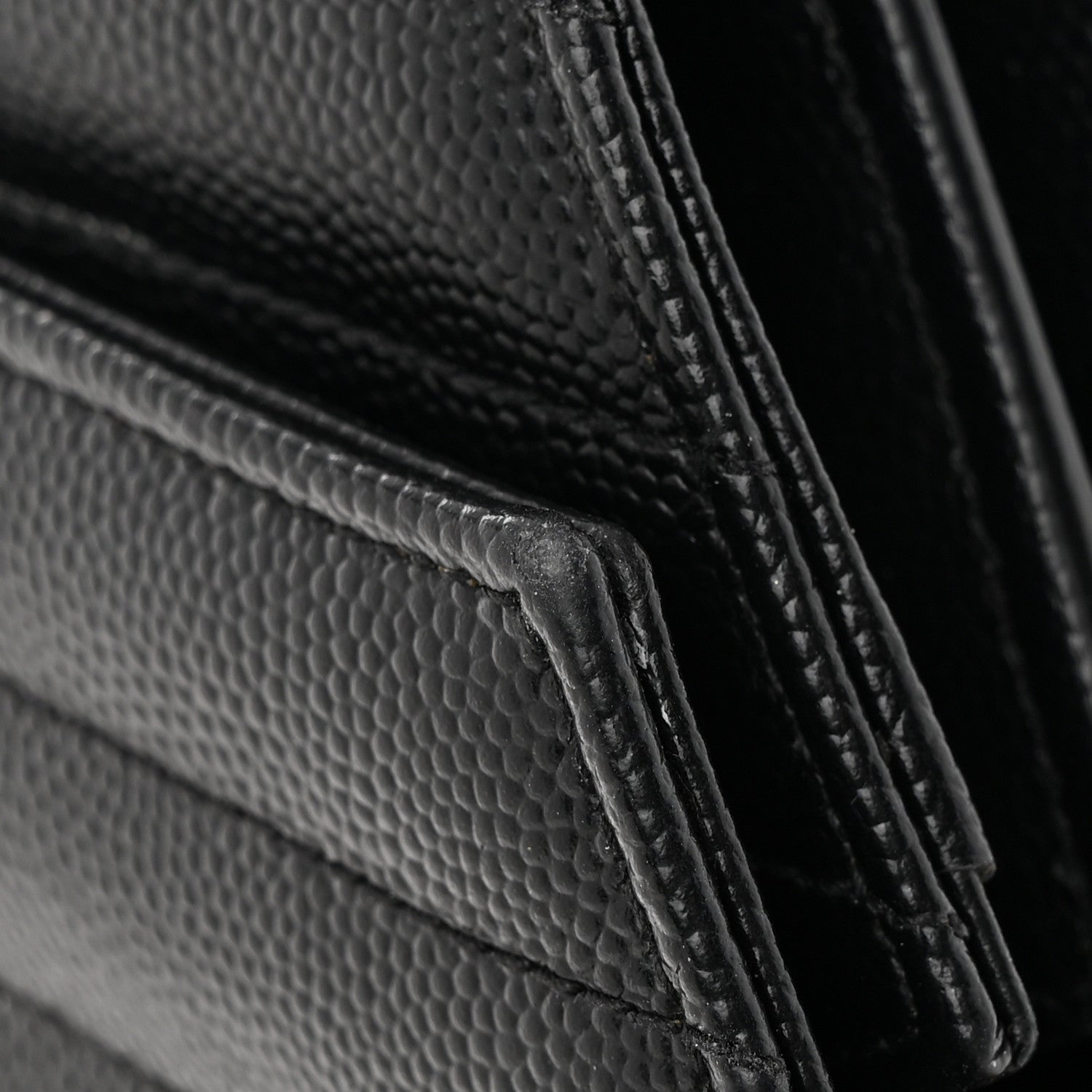 Saint Laurent Grain De Poudre Matelasse Chevron Monogram Chain Wallet Black 17 of 18