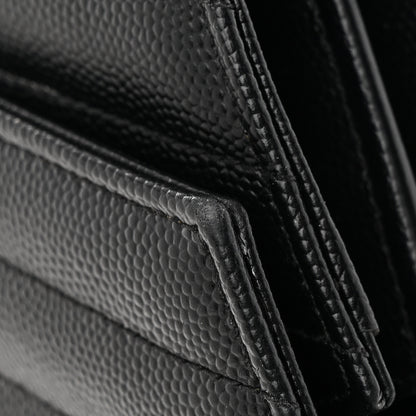 Saint Laurent Grain De Poudre Matelasse Chevron Monogram Chain Wallet Black 17 of 18