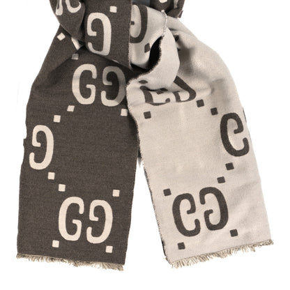 Gucci Wool Silk Monogram Jumbo GG Freedom Scarf Brown 2 of 3