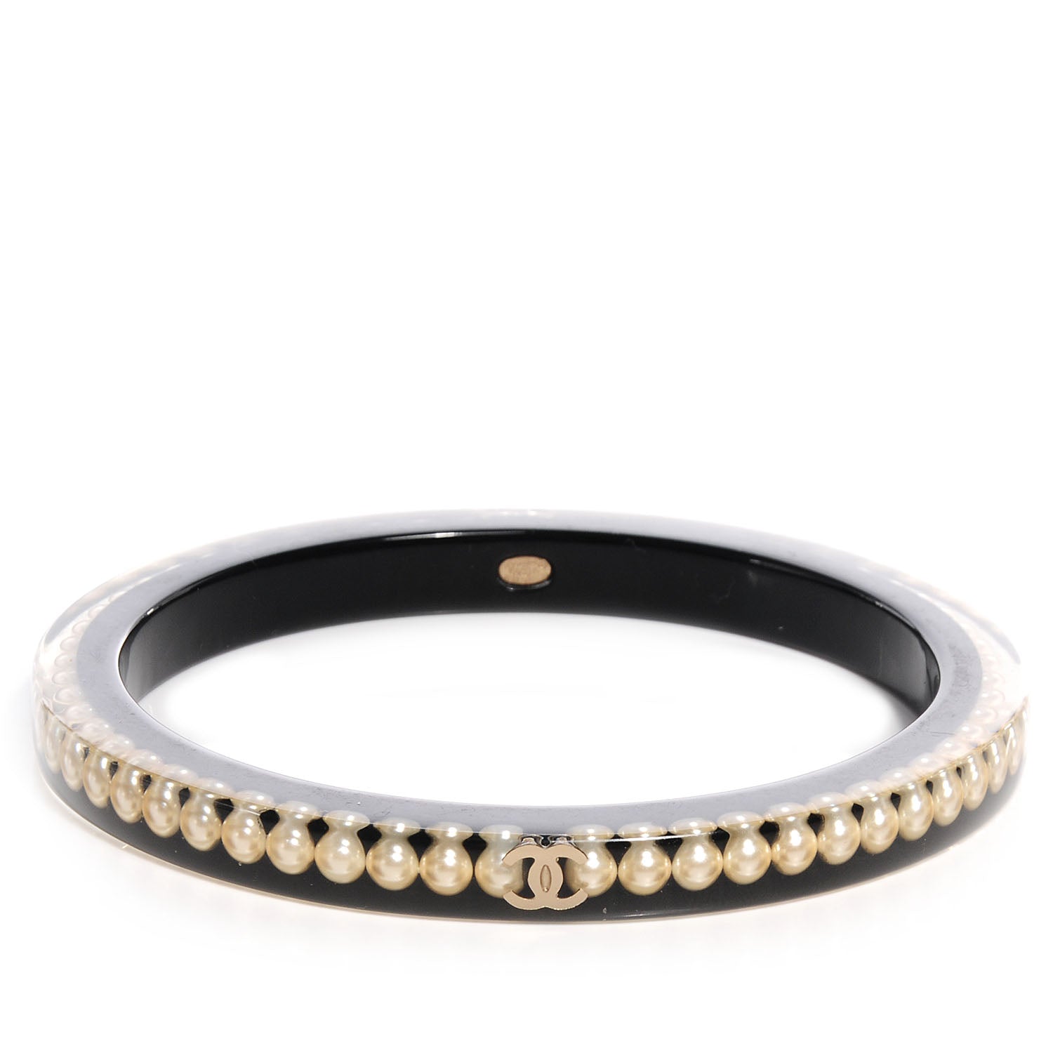 Chanel Resin Pearl CC Bangle Black 1 of 4
