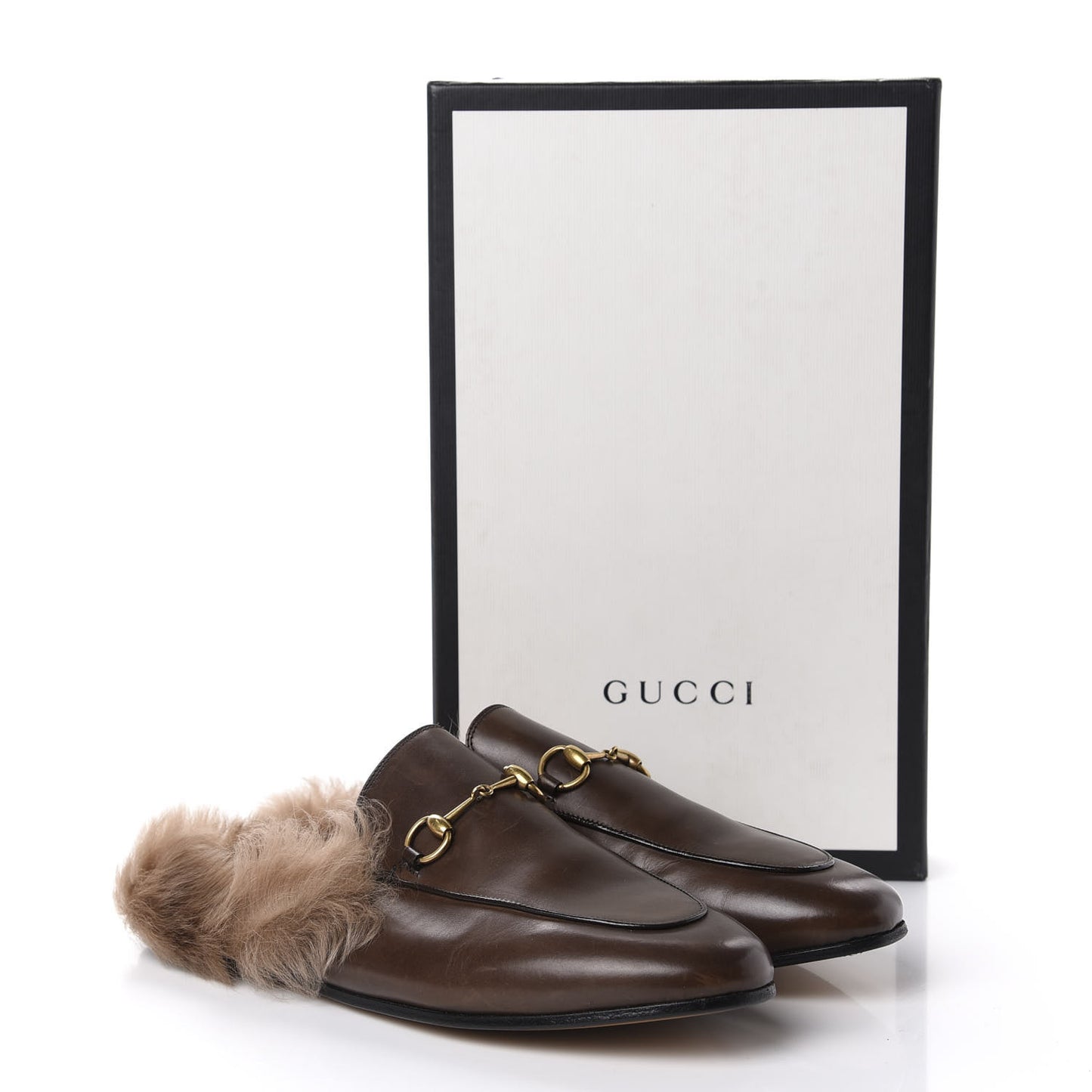 Calfskin Fur Womens Princetown Slippers 40 Brown
