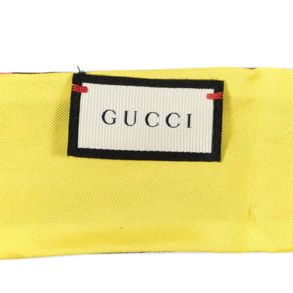 Gucci Silk Twill GG Monogram Special Flory Neck Bow Scarf Beige Yellow 3 of 5