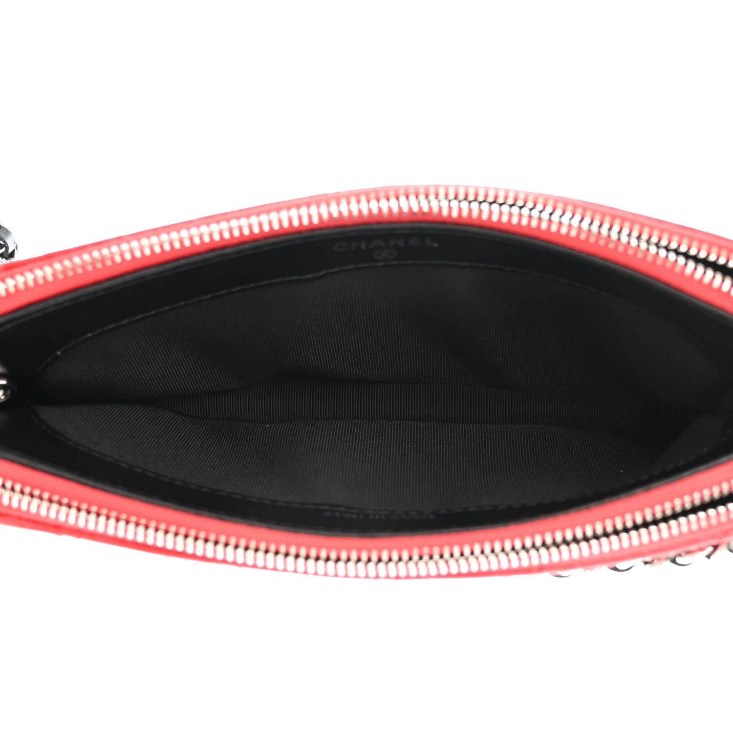 Chanel Patent Quilted Small Clutch With Chain Red Black 5 of 13