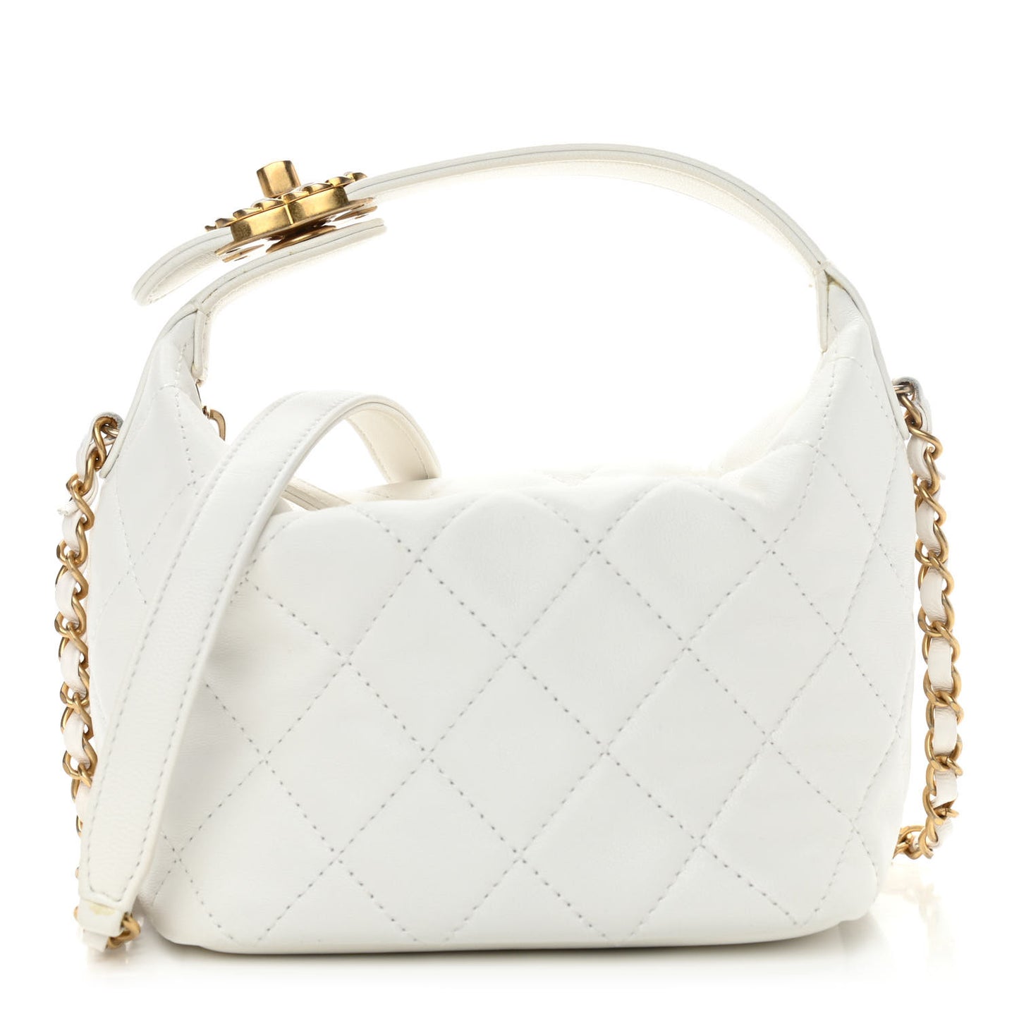 Lambskin Quilted Small Perfect Meeting Hobo White