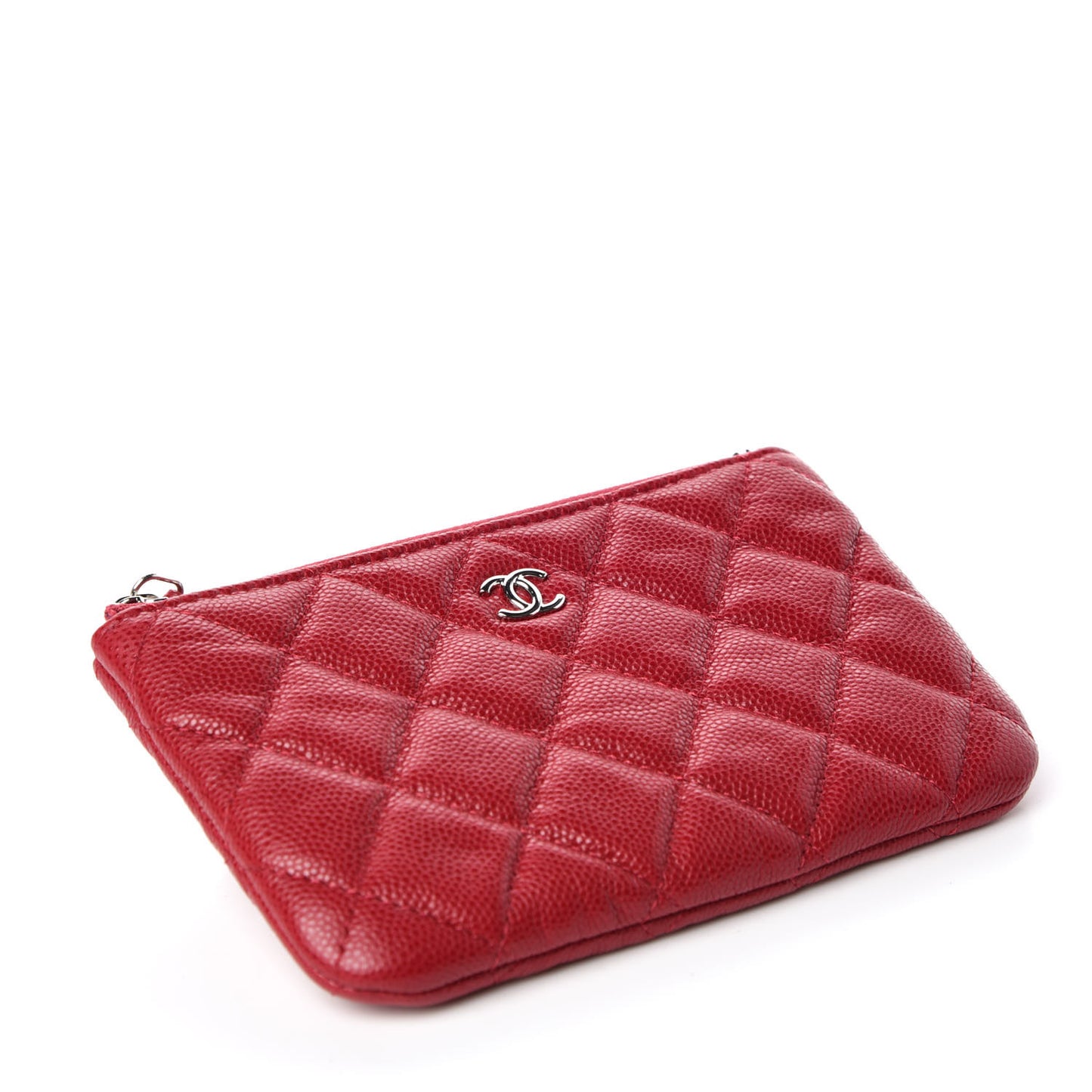 Caviar Quilted Small Cosmetic Case Dark Red