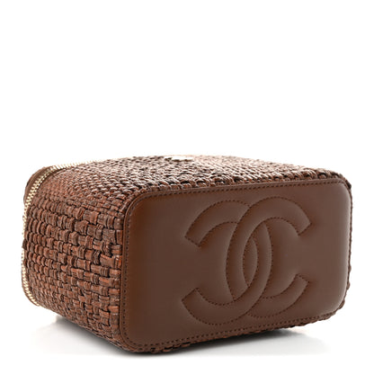 Chanel Braided Raffia Vanity Case With Chain Brown 3 of 10