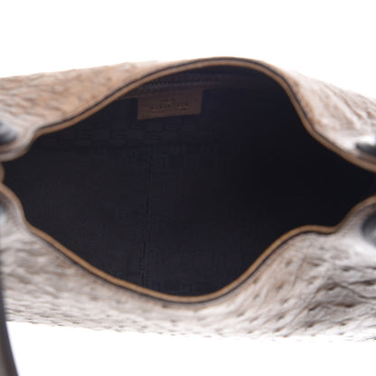 Gucci Ostrich Whipstitch Wooden Handle Small Hobo Brown 4 of 9