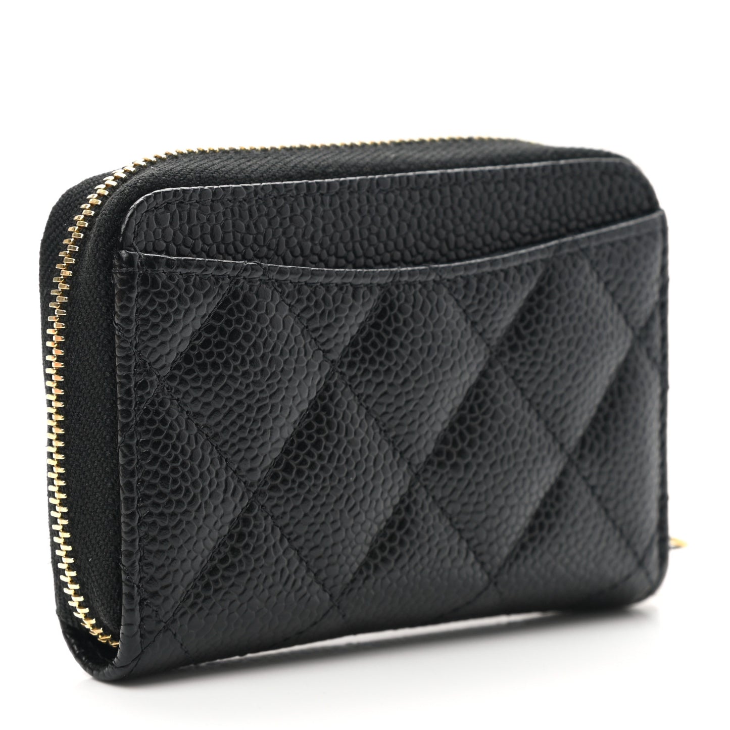 Caviar Quilted Classic Zipped Coin Purse Black