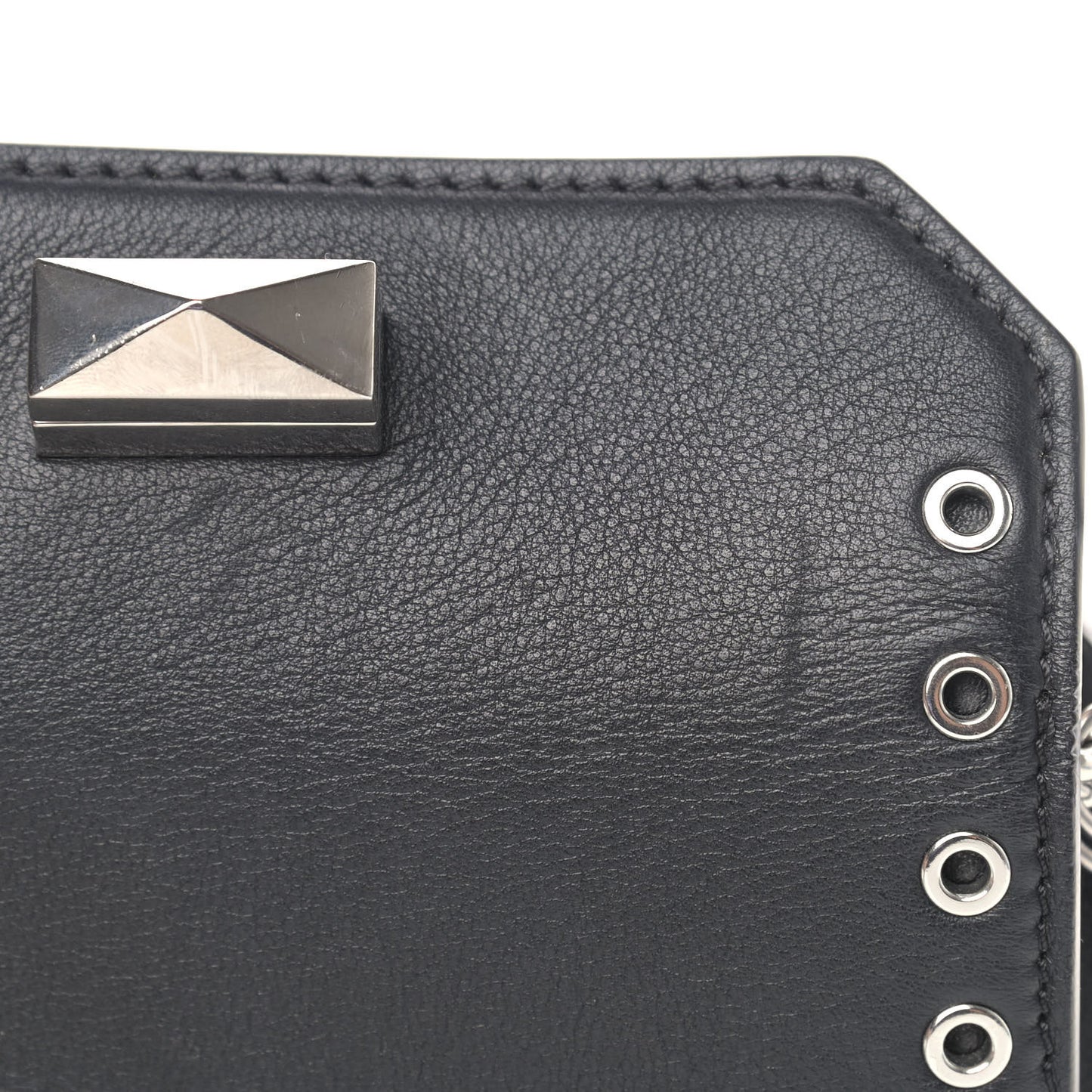 Fine Grain Goatskin Perforated Box Shoulder Bag 16 Black