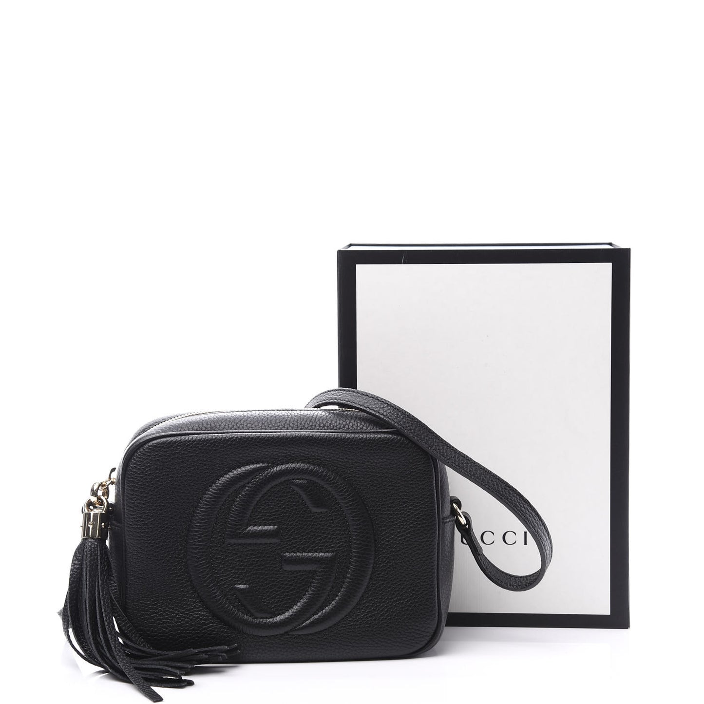 Pebbled Calfskin Small Soho Disco Bag Black