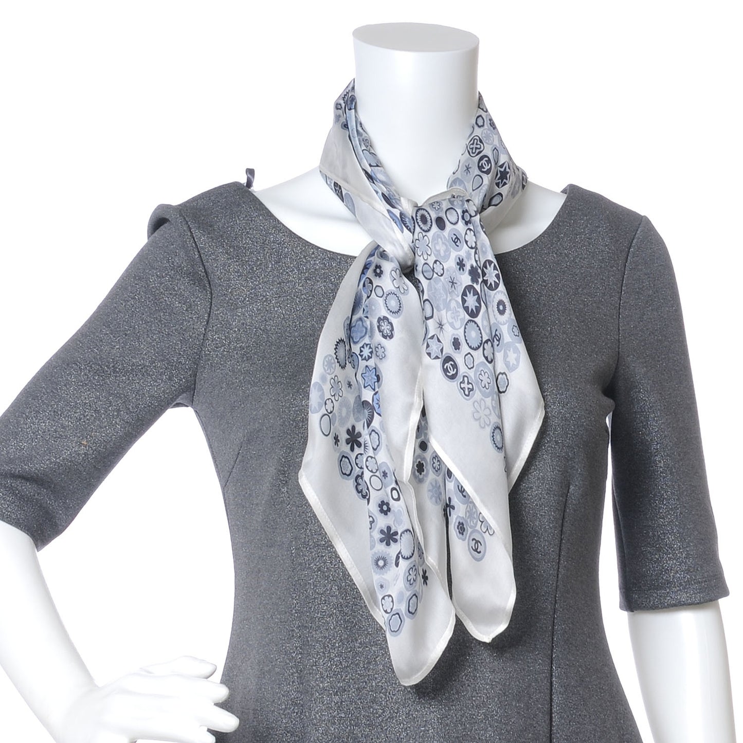 Silk CC Symbols Scarf Blue