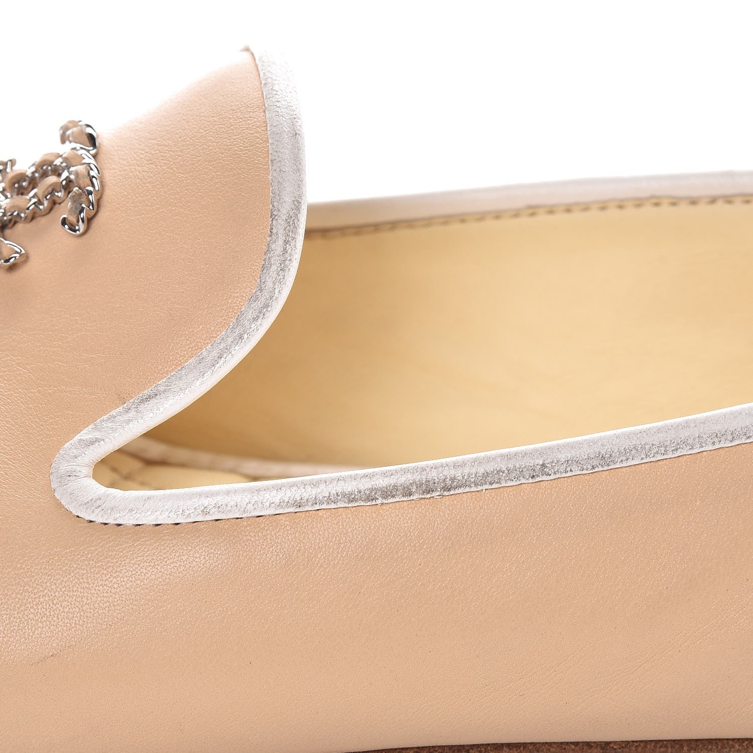 Chanel Lambskin CC Chain Loafers 38.5 Beige 11 of 13
