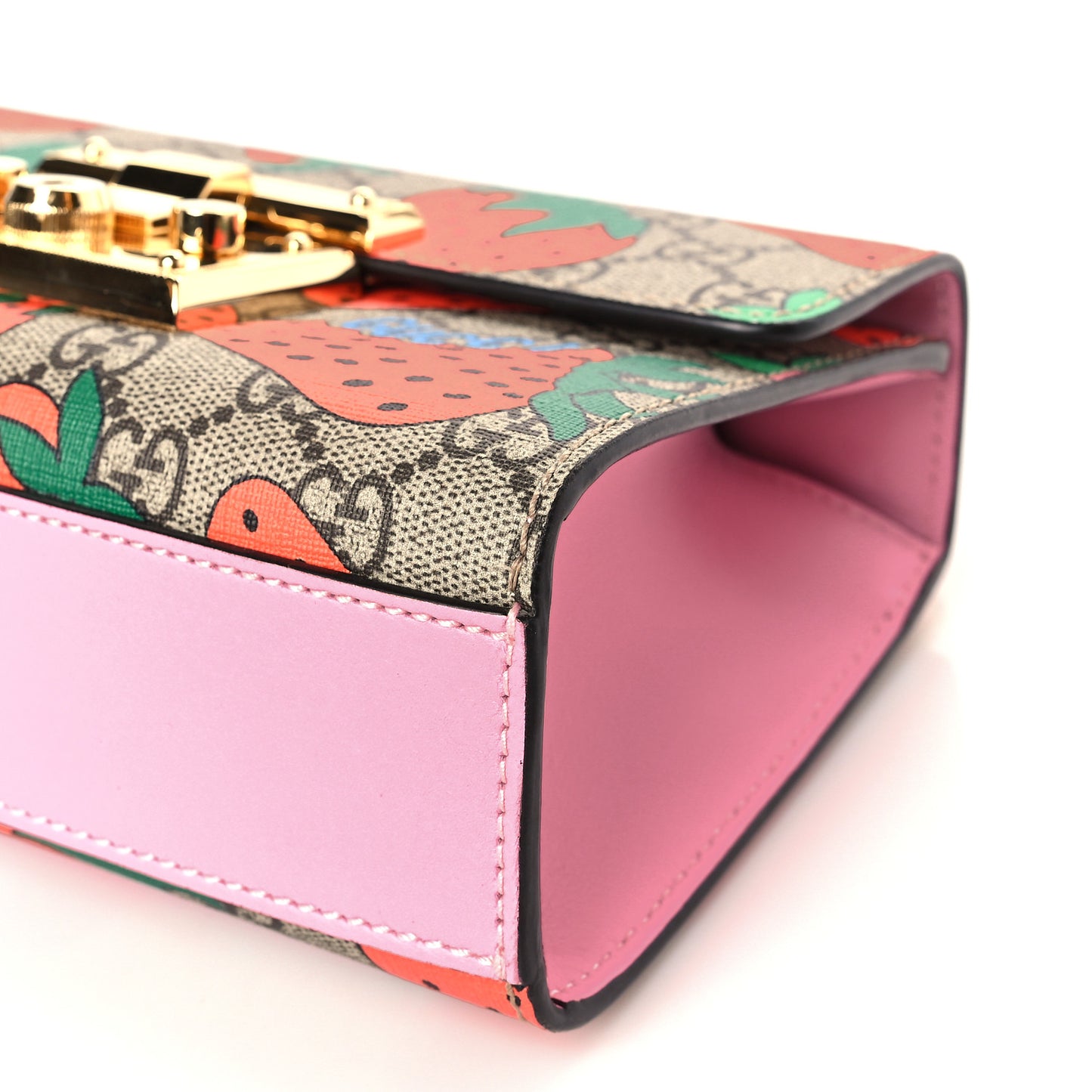 GG Supreme Monogram Strawberry Small Padlock Shoulder Bag