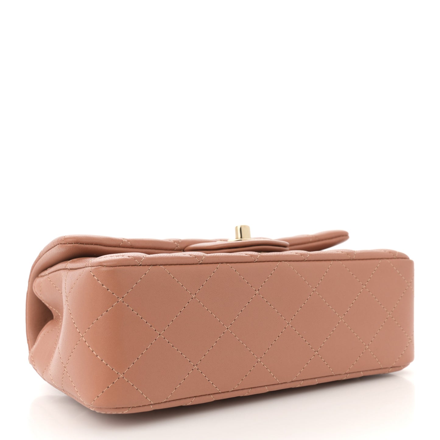 Lambskin Quilted Mini Rectangular Flap Brown