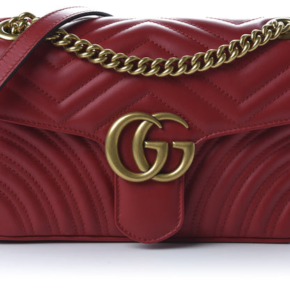 Gucci Calfskin Matelasse Small GG Marmont Shoulder Bag Hibiscus Red 10 of 10