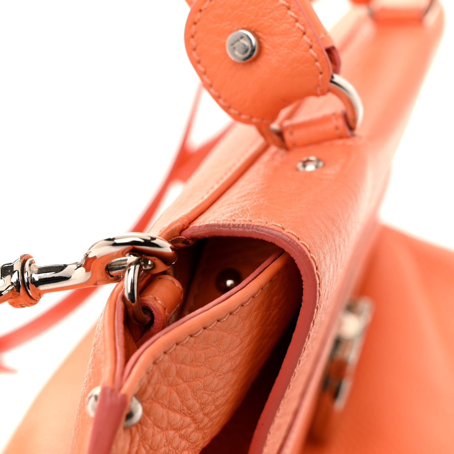 Salvatore Ferragamo Grained Calfskin Sofia Satchel Orange 1783011