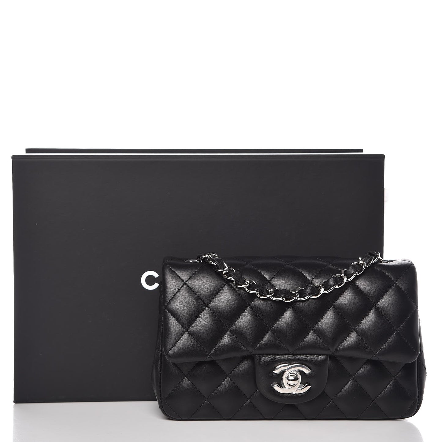 Lambskin Quilted Mini Rectangular Flap Black