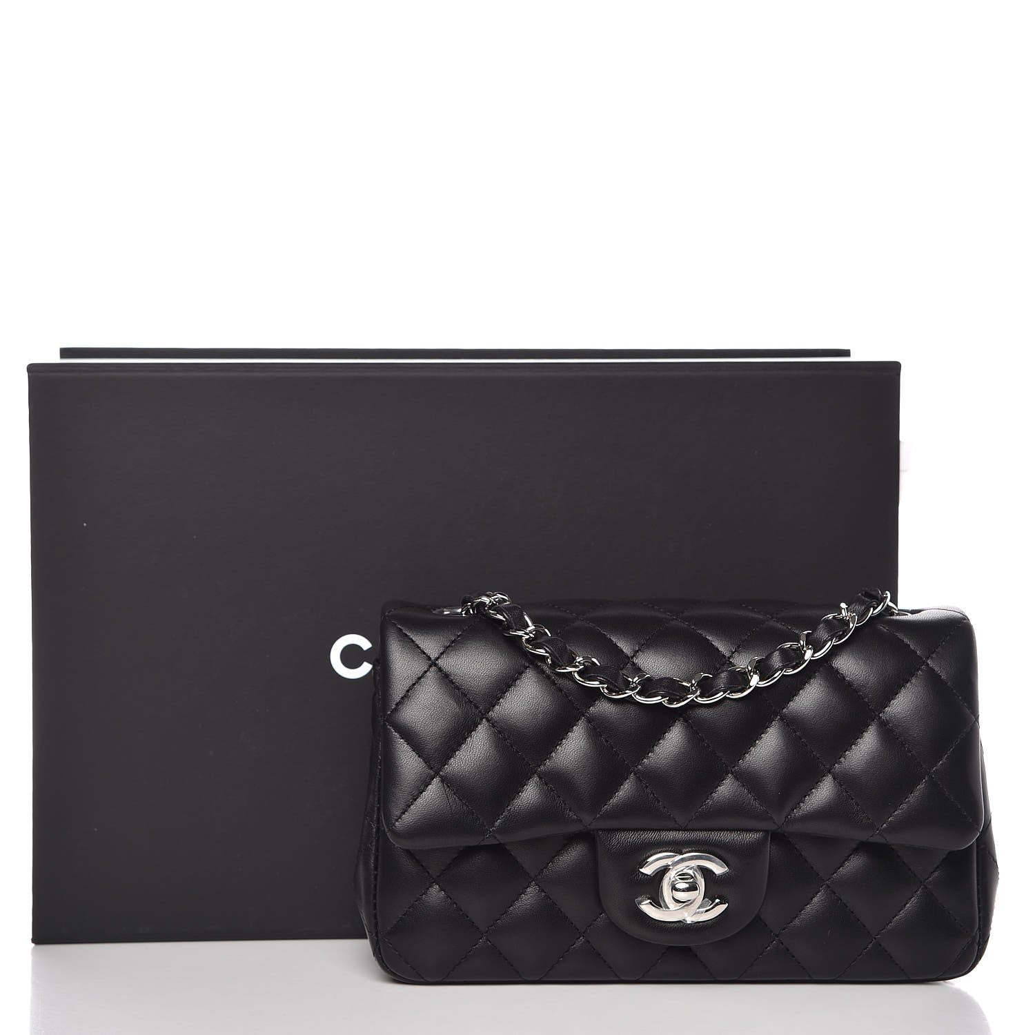 Chanel Lambskin Quilted Mini Rectangular Flap Black 9 of 9