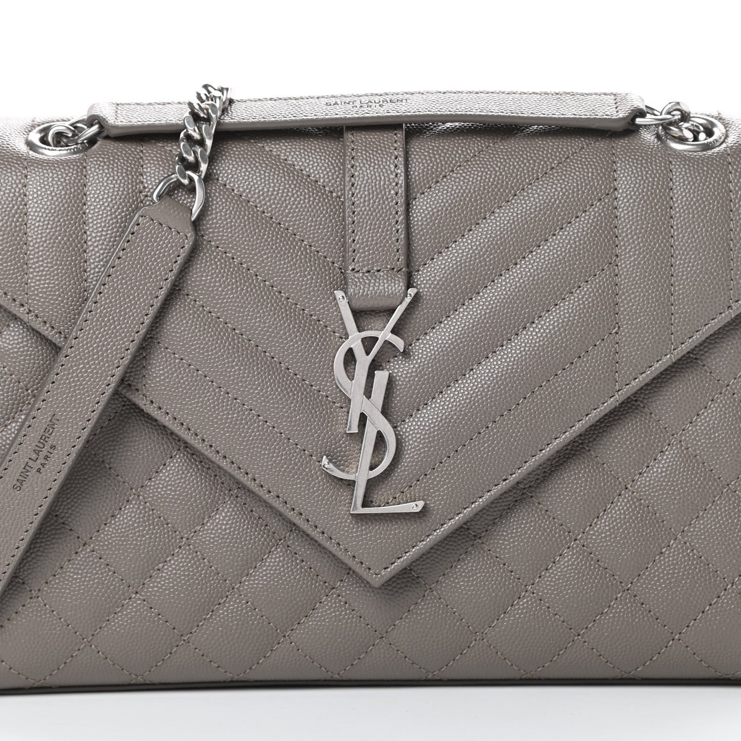 Grain De Poudre Textured Mixed Matelasse Medium Triquilt Monogram Satchel Earth