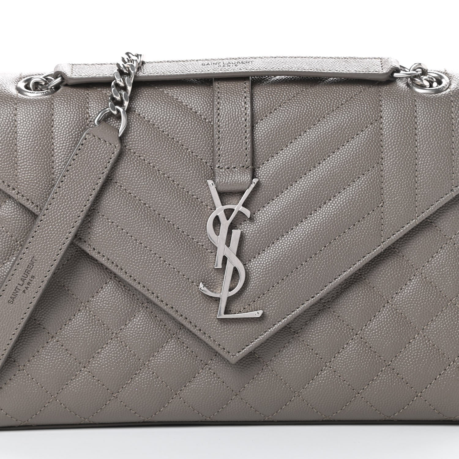 Saint Laurent Grain De Poudre Textured Mixed Matelasse Medium Triquilt Monogram Satchel Earth 8 of 11