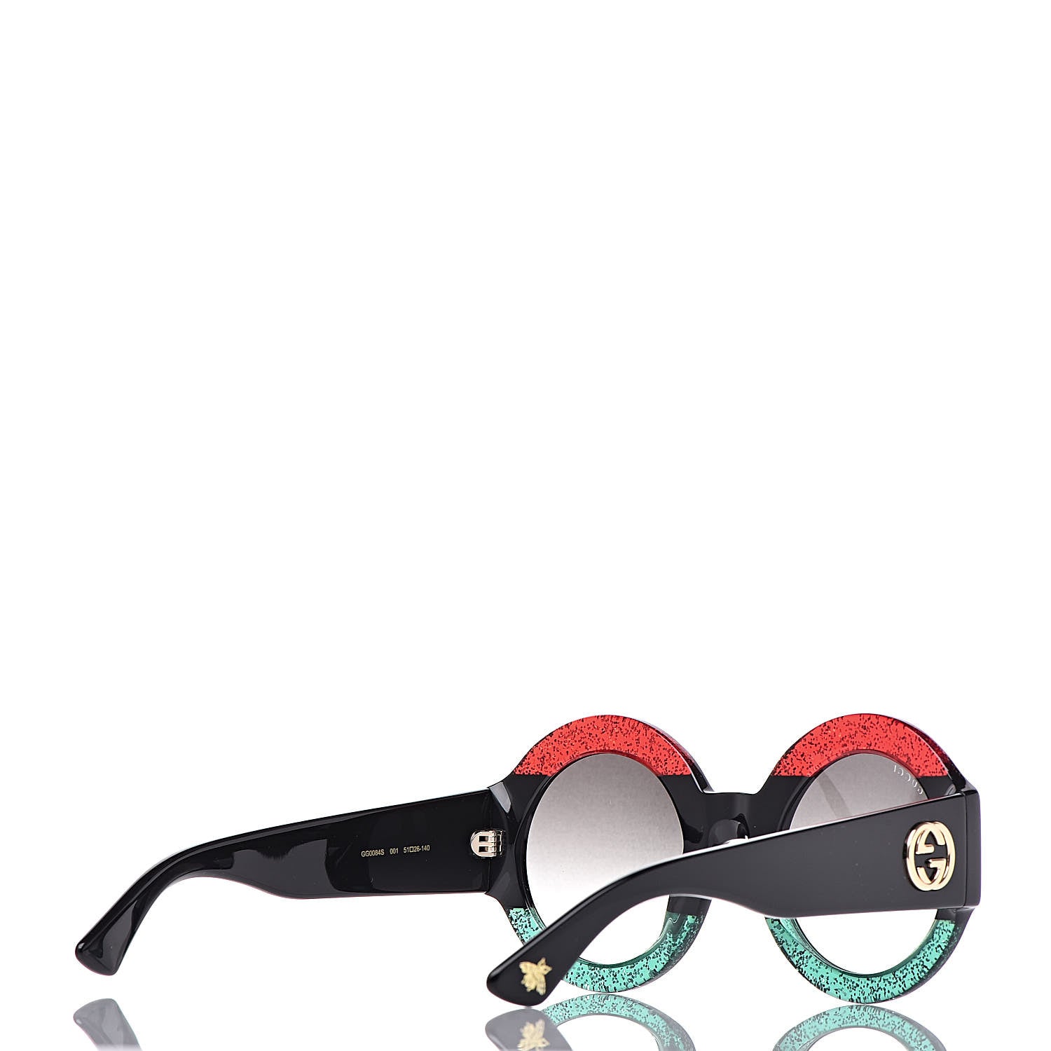 Gucci Acetate Round GG0084S Sunglasses Black Red Green 4 of 7