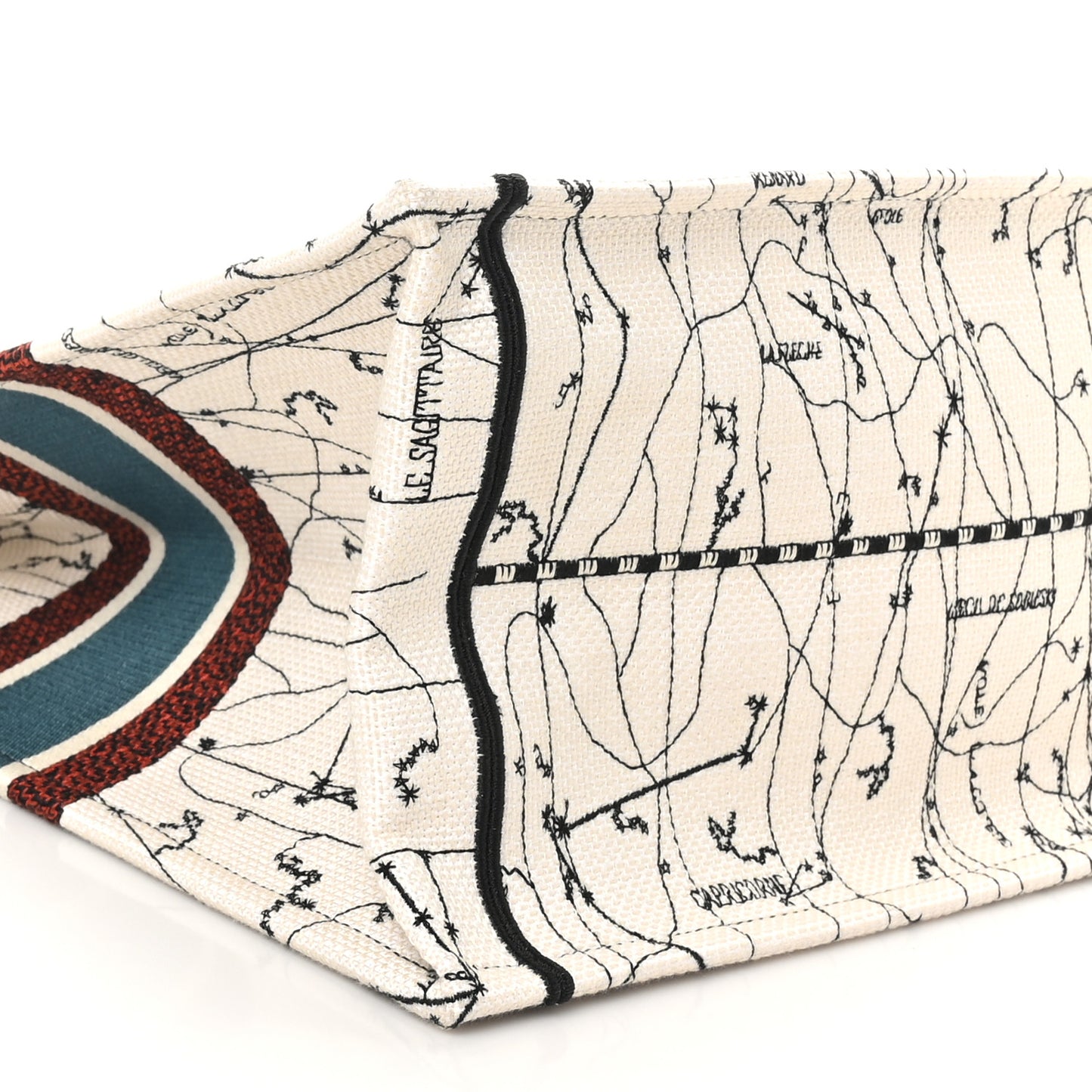 Canvas Embroidered Large Zodiac Book Tote Latte Multicolor