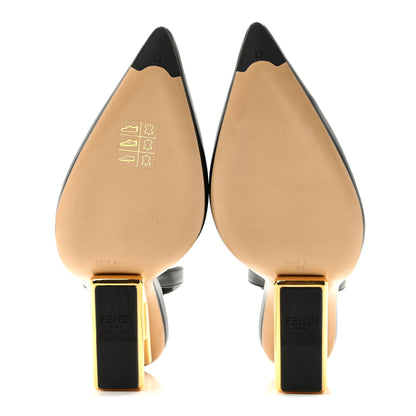 Fendi Vitello Fendi First 95mm Slingback Sandals 36.5 Black 6 of 10