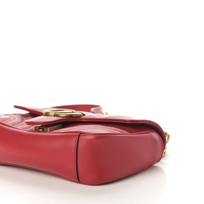 Gucci Calfskin Matelasse Mini GG Marmont Shoulder Bag Hibiscus Red 10 of 12