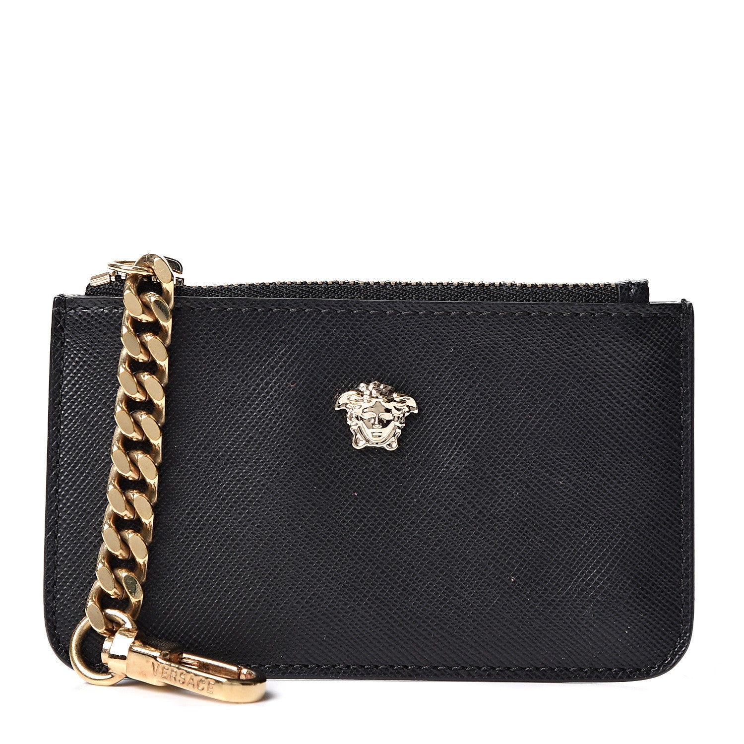 Versace Saffiano Calfskin Medusa Coin Pouch Black 1 of 8