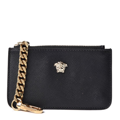 Versace Saffiano Calfskin Medusa Coin Pouch Black 1 of 8