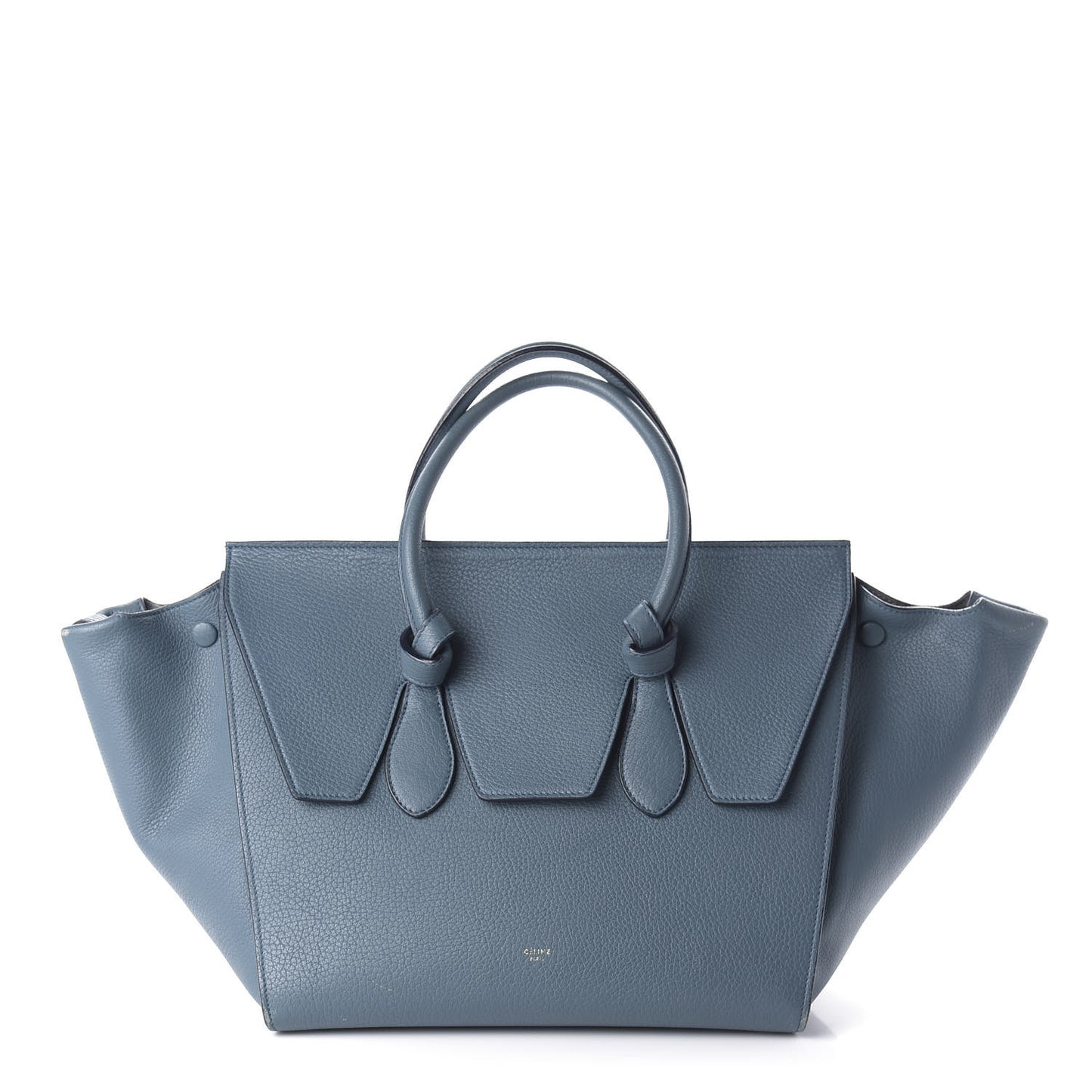 Grained Calfskin Small Tie Knot Tote Denim