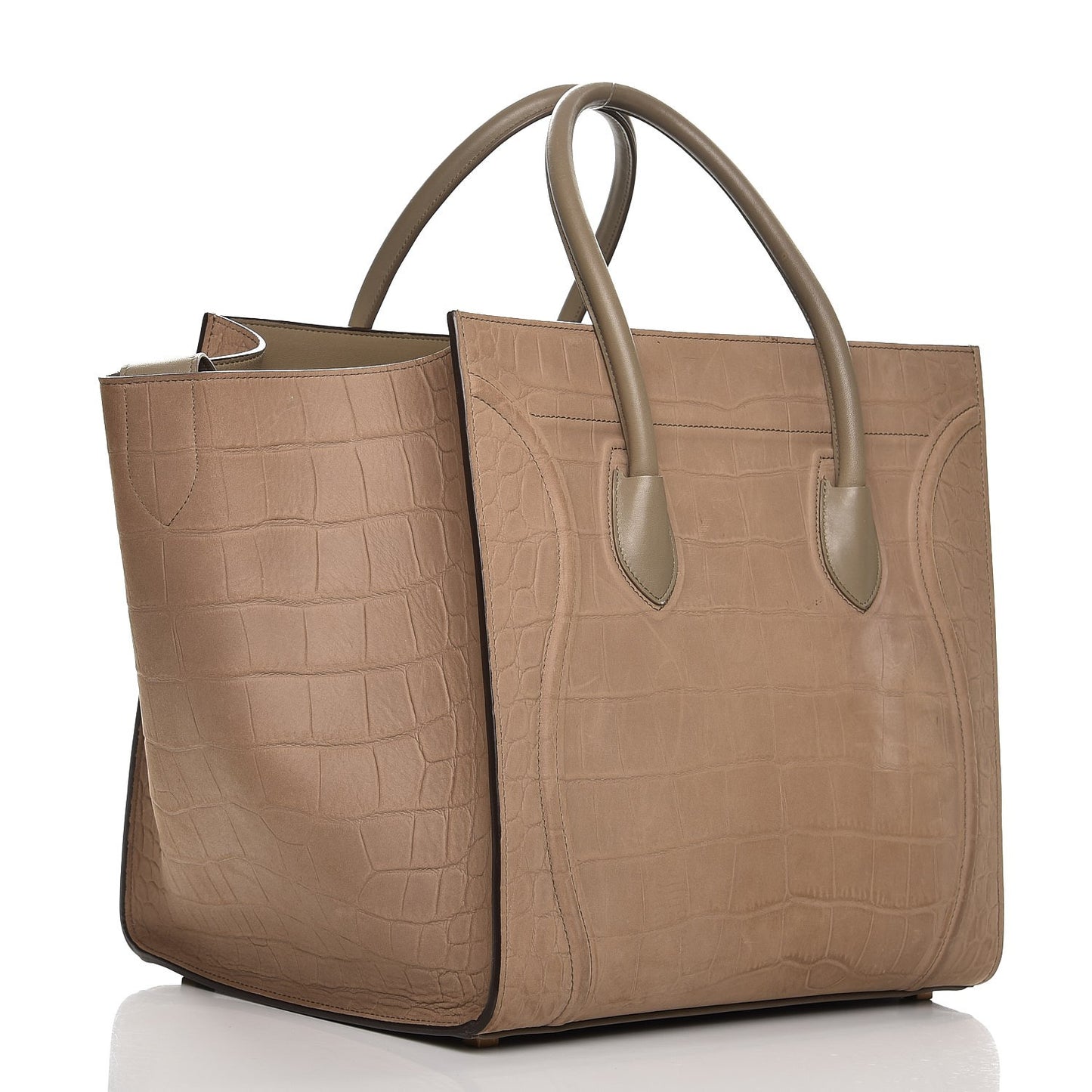 Crocodile Embossed Nubuck Medium Phantom Luggage Beige