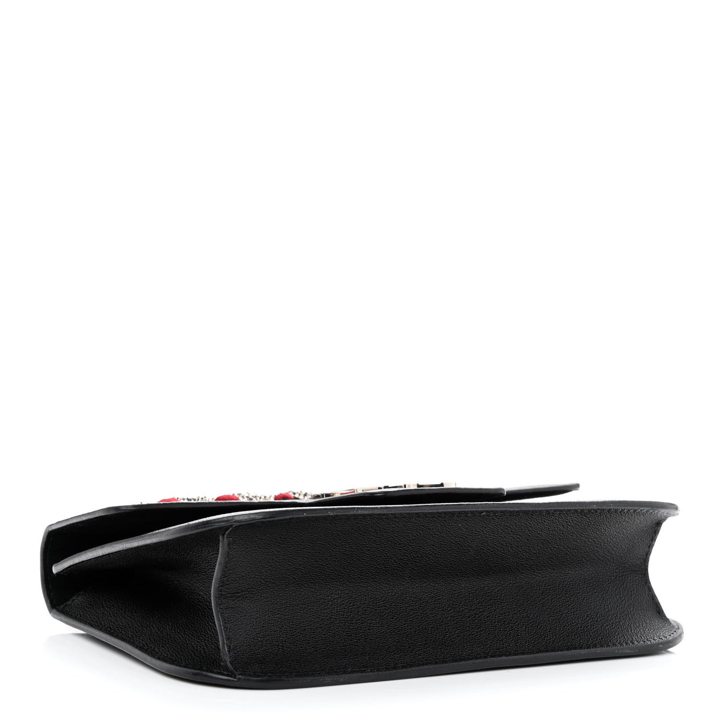 Grained Calfskin Hand Appliqued Medium Insignia Flap Black