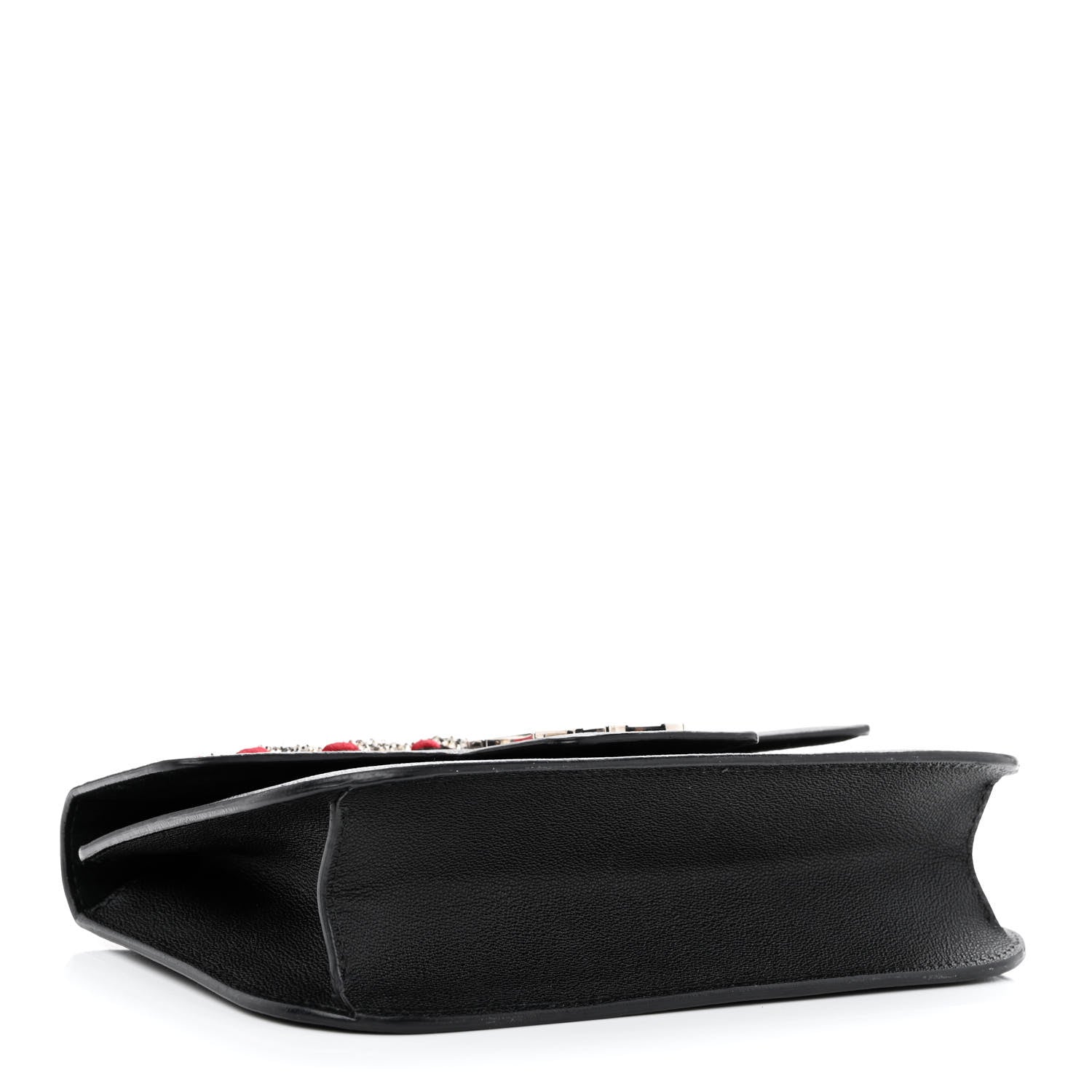 Alexander McQueen Grained Calfskin Hand Appliqued Medium Insignia Flap Black 4 of 15