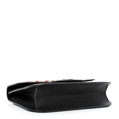 Alexander McQueen Grained Calfskin Hand Appliqued Medium Insignia Flap Black 4 of 15