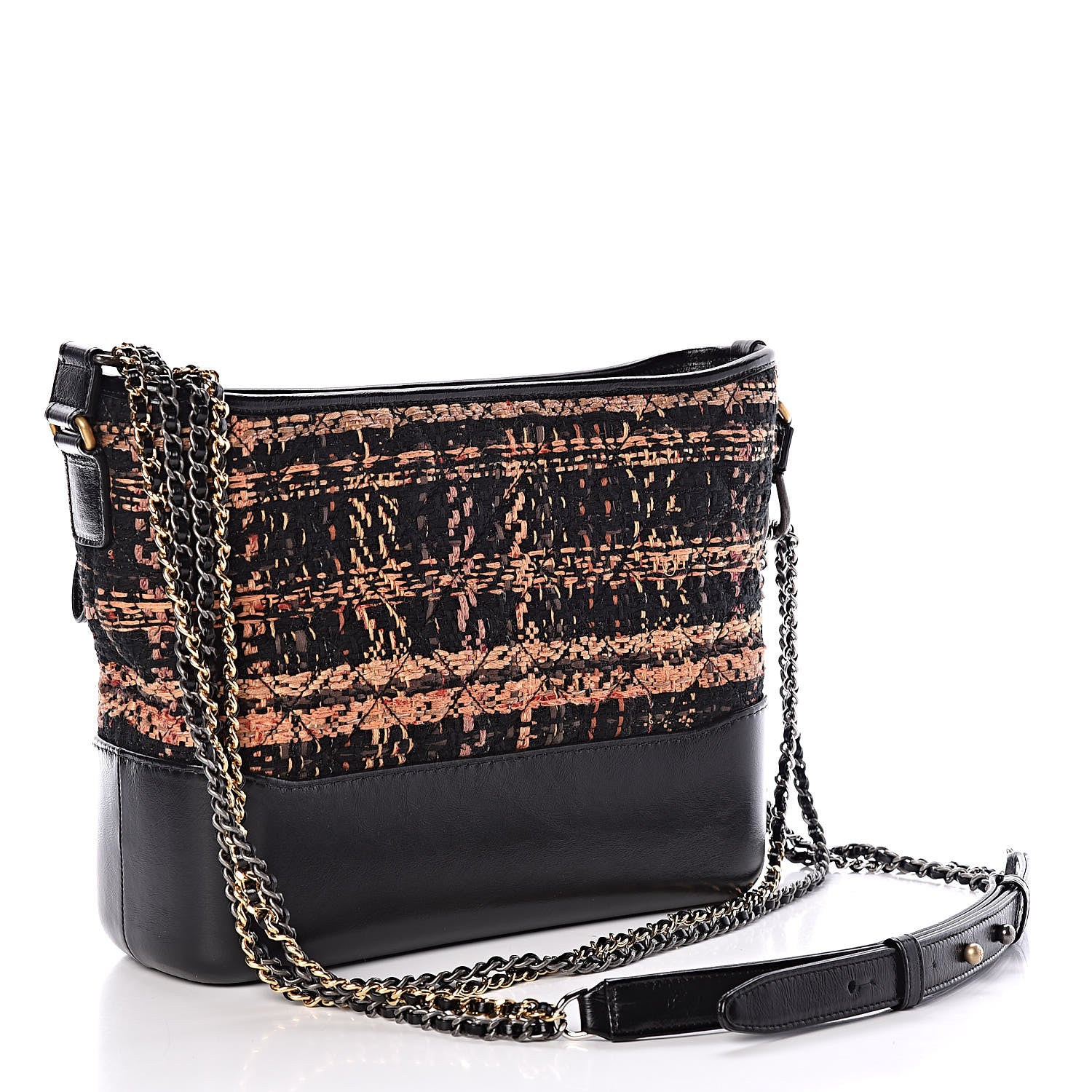 Chanel Tweed Calfskin Medium Gabrielle Hobo Black Brown 3 of 10