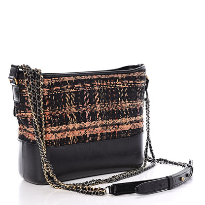 Chanel Tweed Calfskin Medium Gabrielle Hobo Black Brown 3 of 10