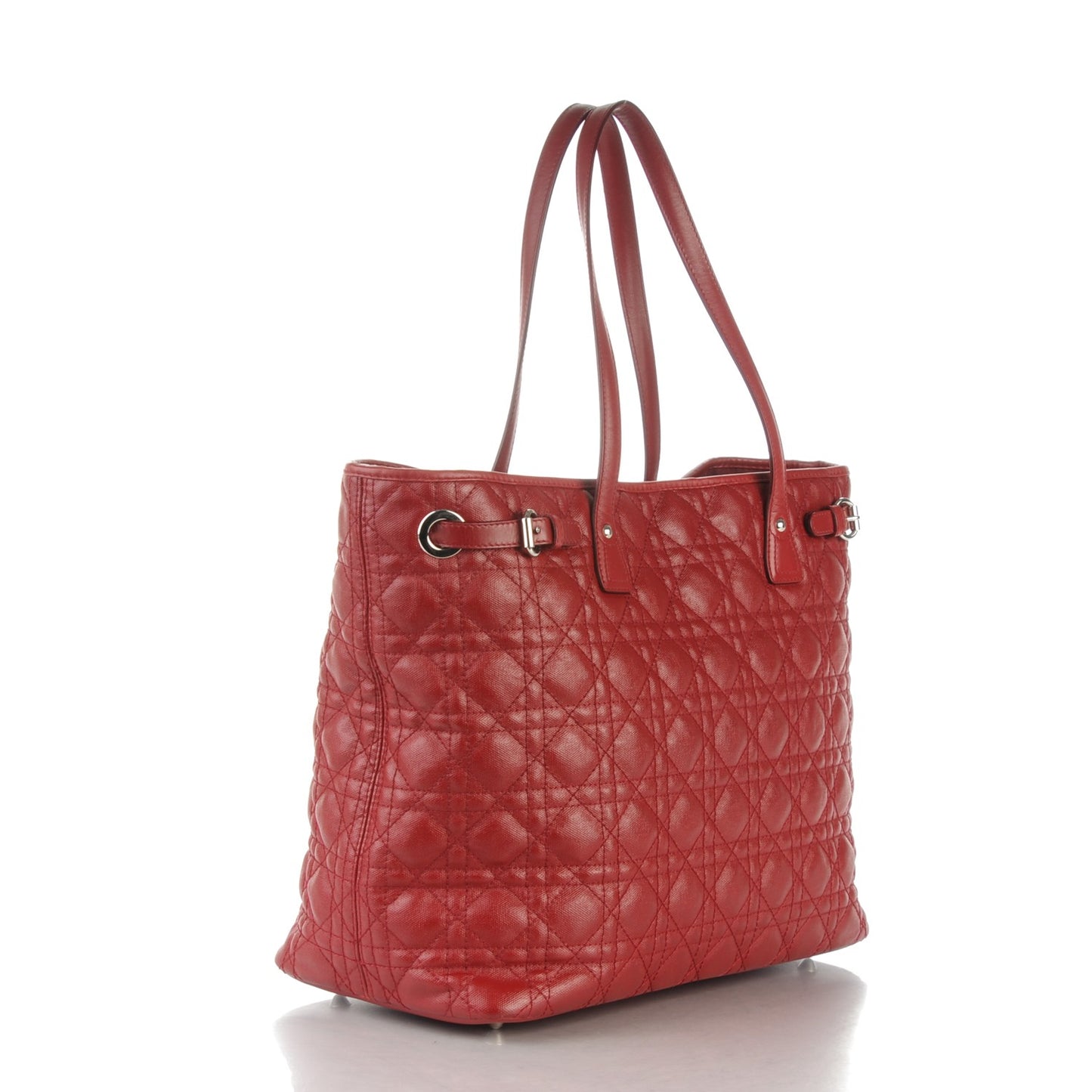 Coated Canvas Cannage Medium Panarea Tote Red
