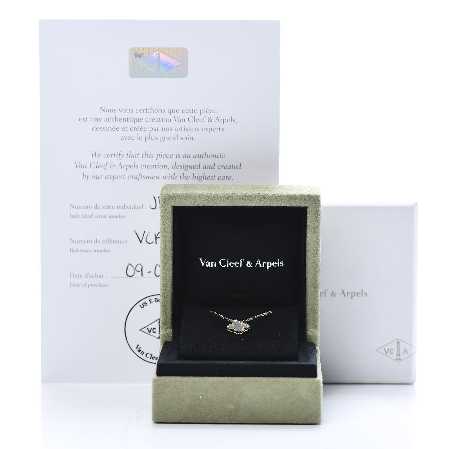 Van Cleef & Arpels 18K Yellow Gold Mother of Pearl Sweet Alhambra Pendant Necklace 7 of 7