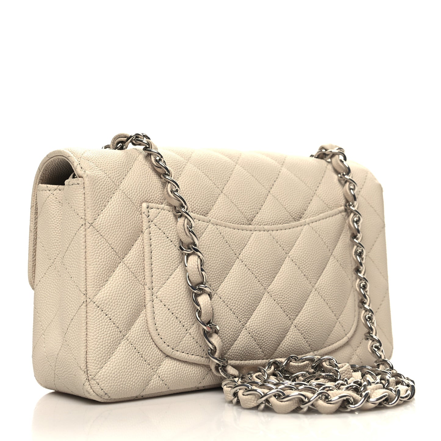 Caviar Quilted Mini Rectangular Flap Light Beige