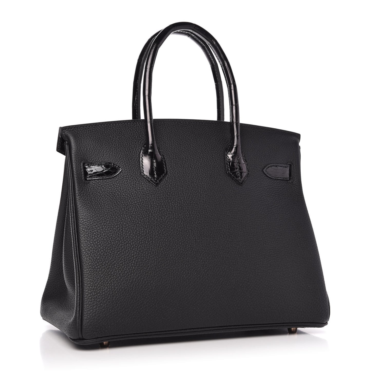 Taurillon Novillo Shiny Niloticus Crocodile Birkin Touch 30 Black