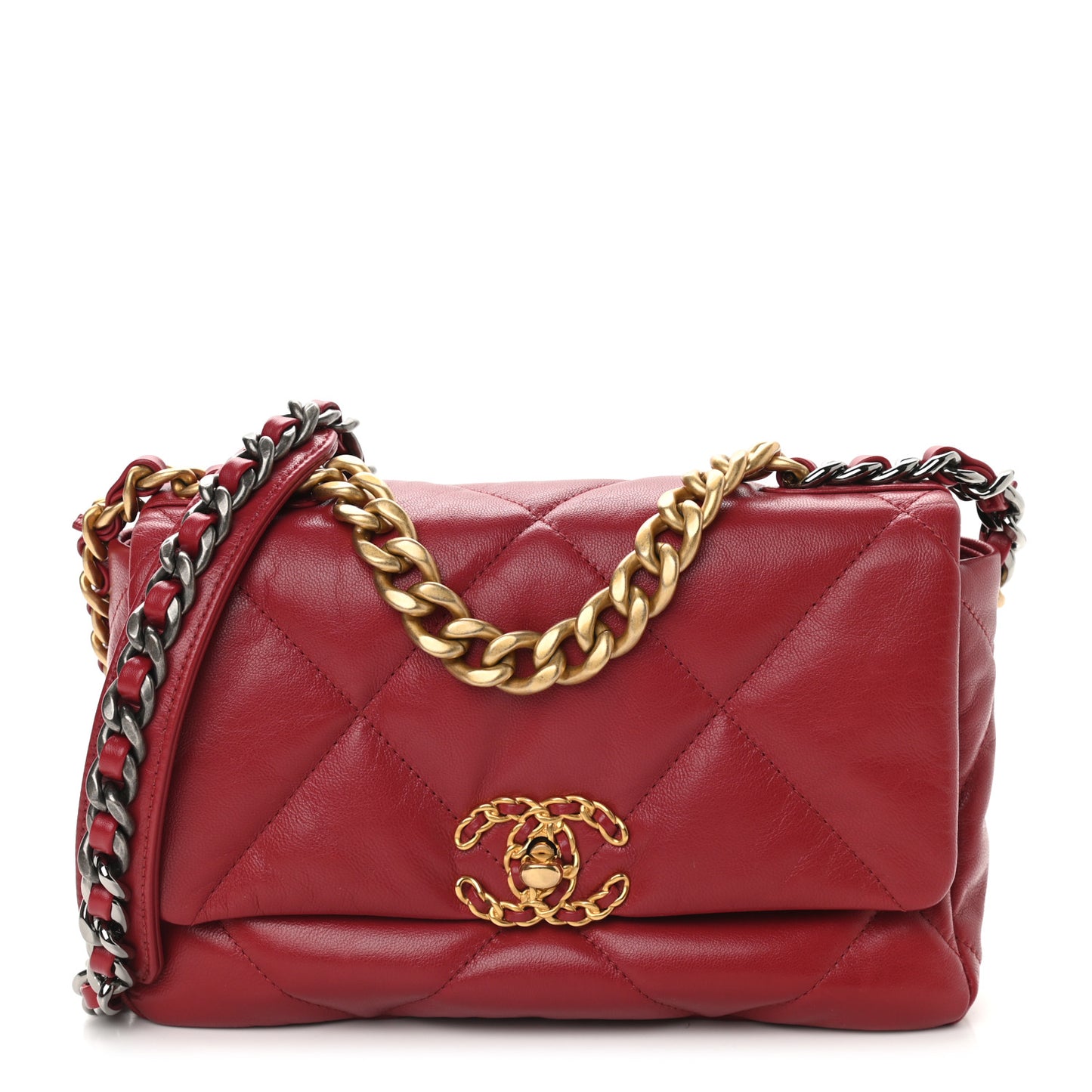 Goatskin Quilted Medium Chanel 19 Flap Red