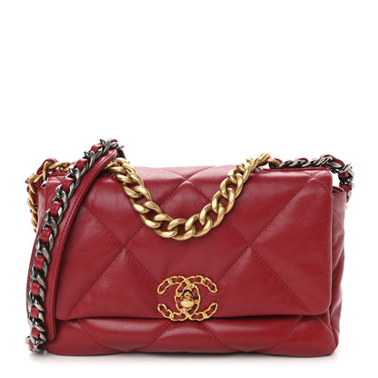 Chanel Goatskin Quilted Medium Chanel 19 Flap Red 1 of 9