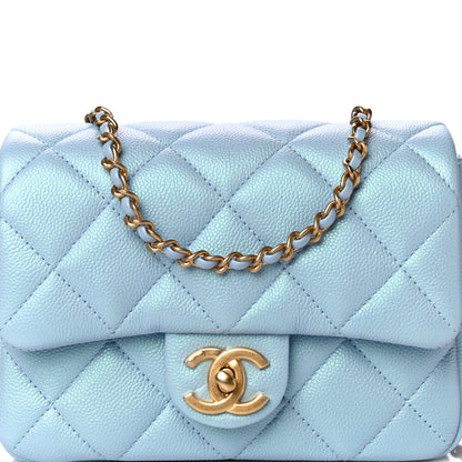 Chanel Iridescent Caviar Quilted Mini My Perfect Flap Light Blue 8 of 13
