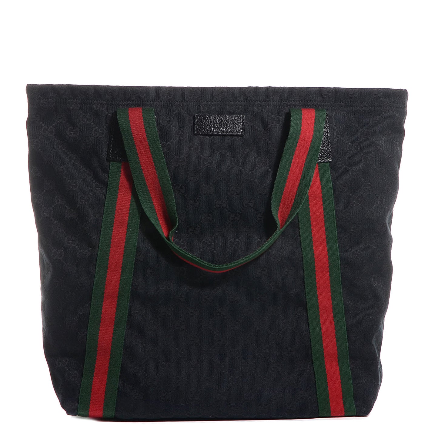 GG Monogram Medium Web Handle Vertical Tote Black