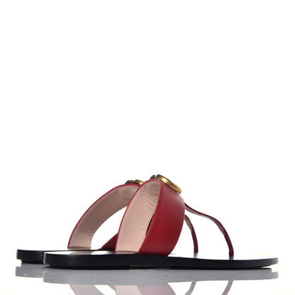 Gucci Calfskin GG Marmont Thong Sandals 38.5 Hibiscus Red 4 of 7