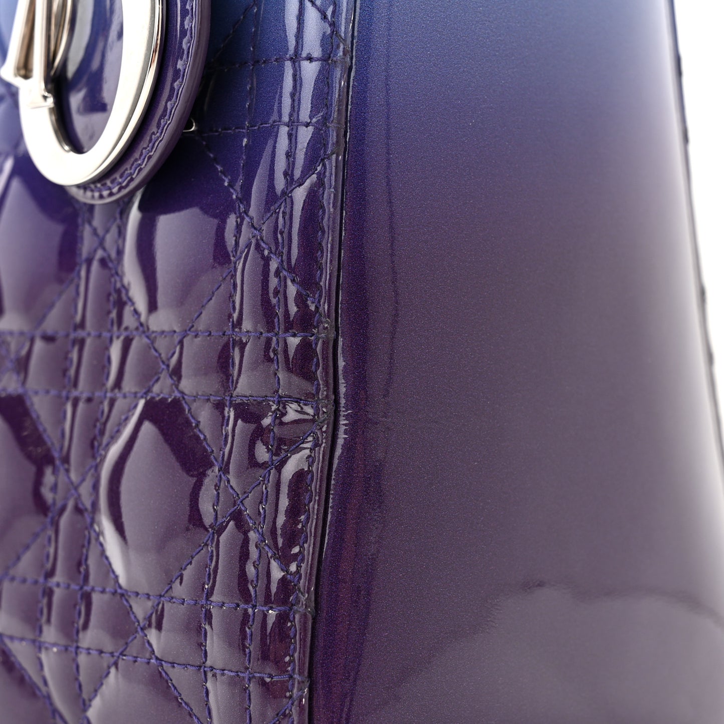 Patent Cannage Gradient Medium Lady Dior Purple Blue